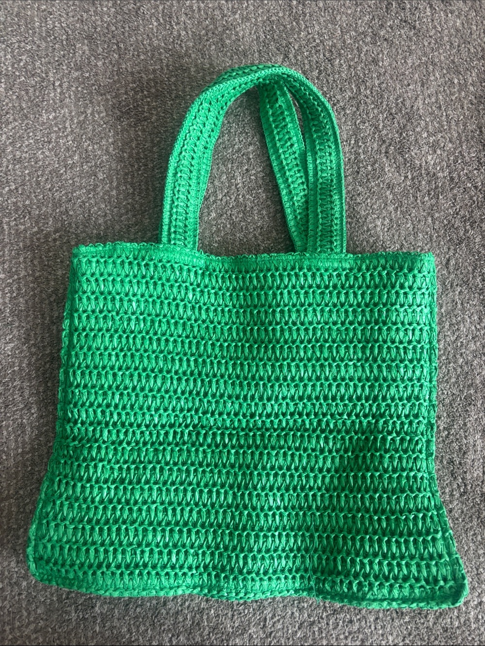 H&M Green Crochet Tote Bag with Double Handles